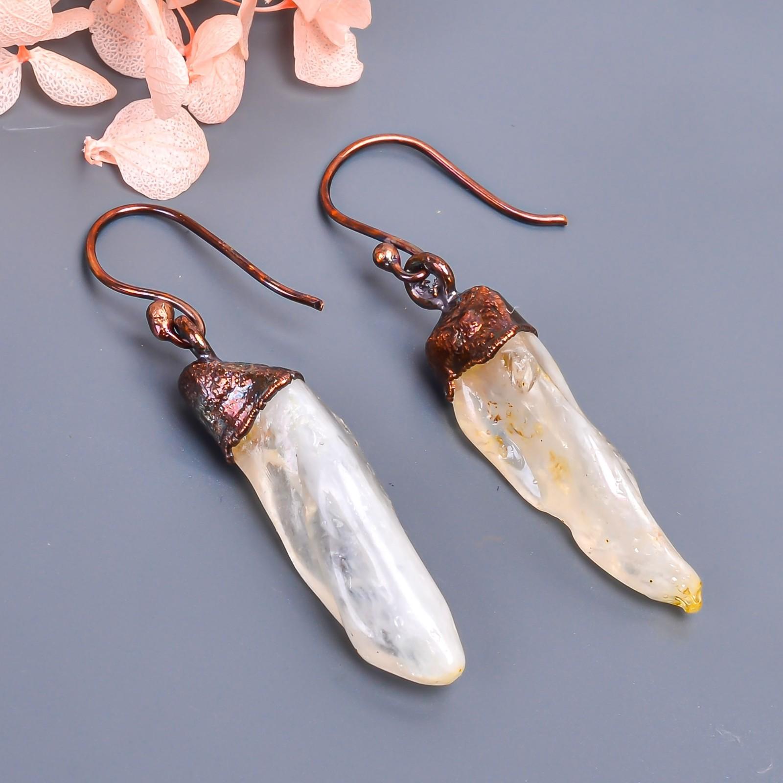 

Модные висячие серьги из необработанного натурального кристалла меди, трендовые, на день рождения, для помолвки, V-1