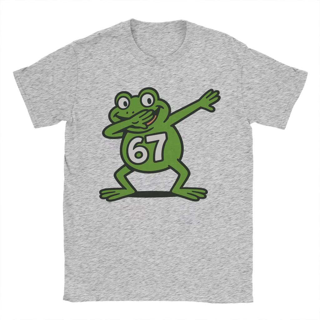Men T-Shirts Dabbing Frog 67 Meme Vintage Pure Cotton Tees Short Sleeve T Shirts Crew Neck Clothes Summer