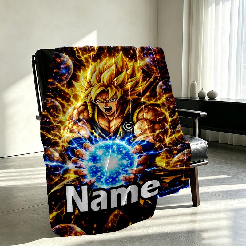Manta Personalizada con Nombre y Estampado de Anime, Decoración del Hogar, Dormitorio, Sofá, Acampada, Sillón, Regalos para Cumpleaños Navidad