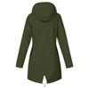 Women Stripe Rain Jacket Outdoor Plus Hooded Raincoat Windproof