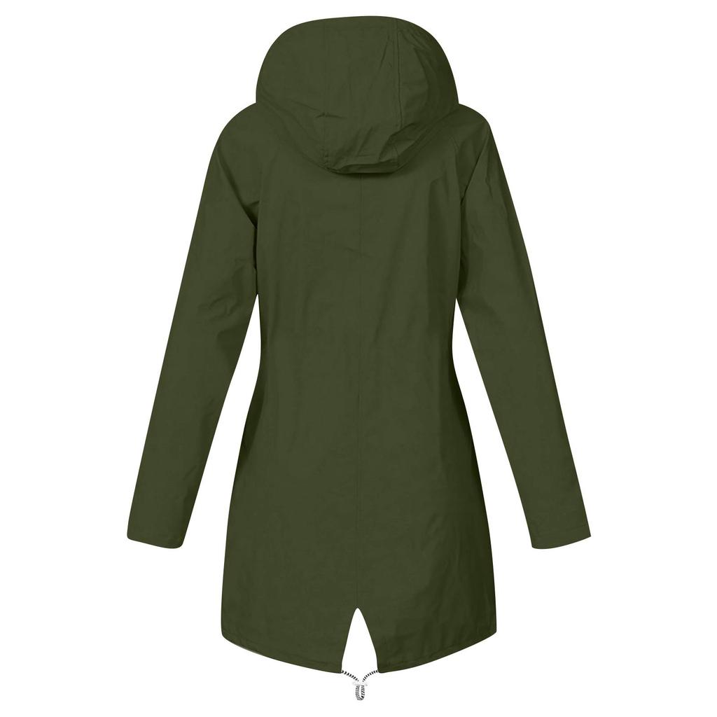 Women Stripe Rain Jacket Outdoor Plus Hooded Raincoat Windproof
