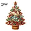 Vintage Christmas Home Accents Wooden Tree Ornaments, Colorful Desktop Decoration, Rustic Holiday Wood Figurines Reindeer for with Pine Cones Bows And
