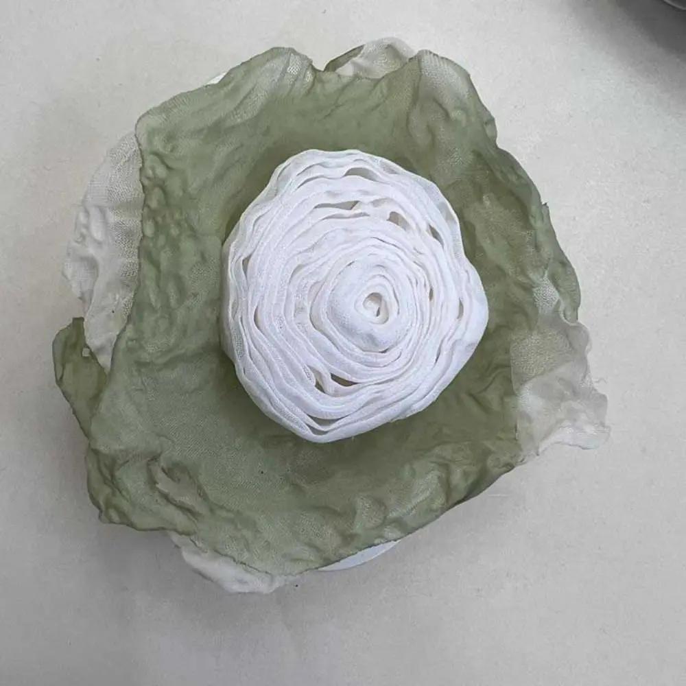 14cm 3D Organza Flowers DIY Silk Flower Lace Patches Applique Wedding Dress Accessories Gradient Lace Trim Sewing Accessories