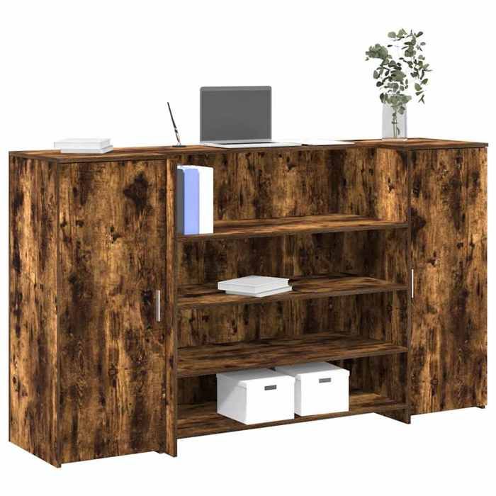 VidaXL Reception Desk Smoked Oak 180x50x103.5cm Engineered Wood, Reception Counter, Salon Reception, Counter 3324173
