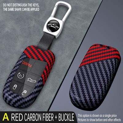 Carbon Car Key Cover Fob Case Shell for Jeep Grand Cherokee Dodge Dart Journey RAM 1500 Charger Challenger Durango Chrysler 300