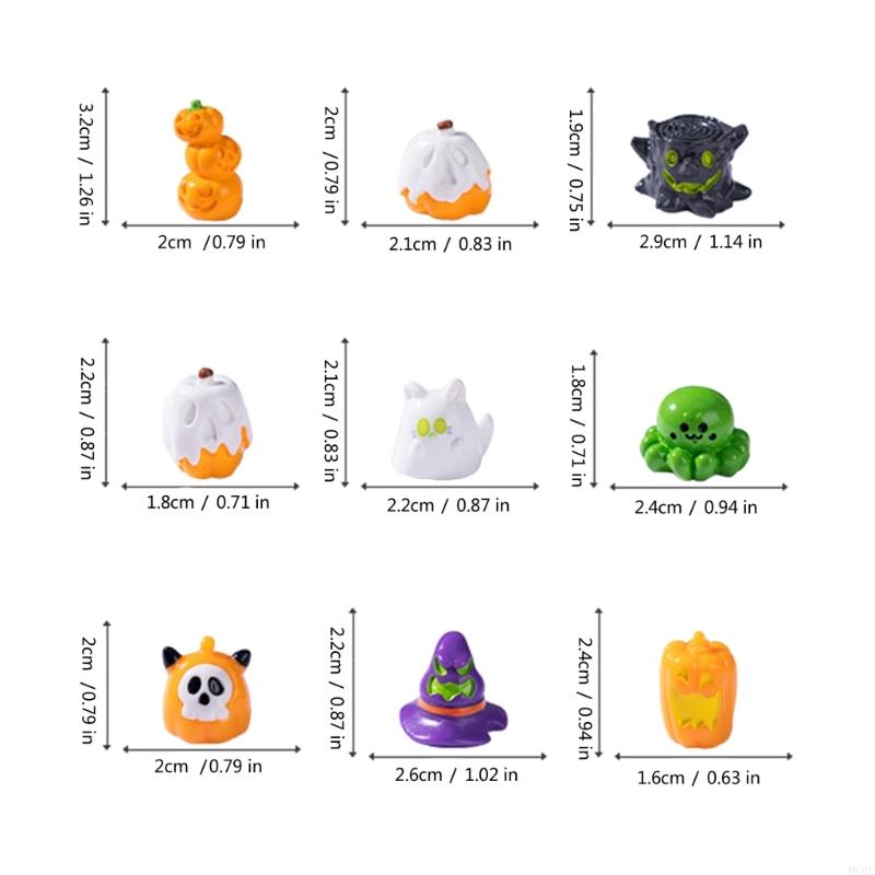 Halloween Miniature Figurine Garden Decors Resin Spiders,Pumpkins Ghosty Statue M68E