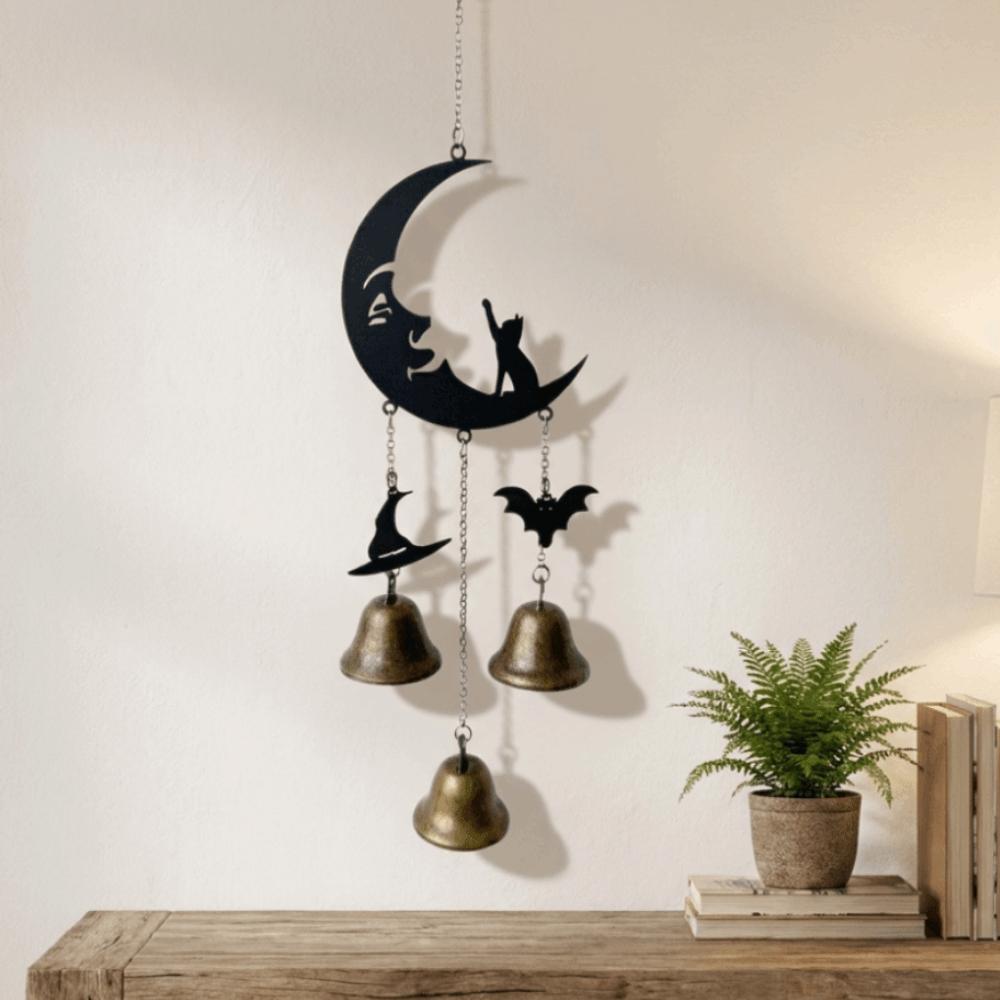 Witch Hat Halloween Moon Wind Chime Retro Hanging Bell Ornament Creative Garden Patio Decor Home