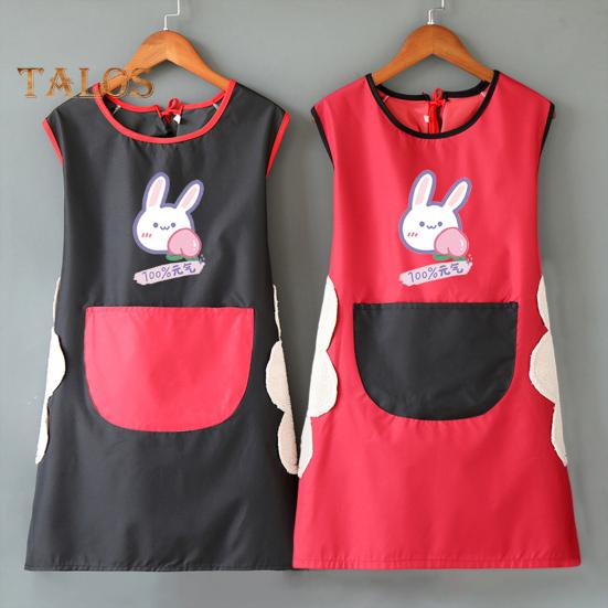 Cooking Apron Contrast Color Oil-proof Workwear Lovely Sleeveless Dinner Apron for Home
