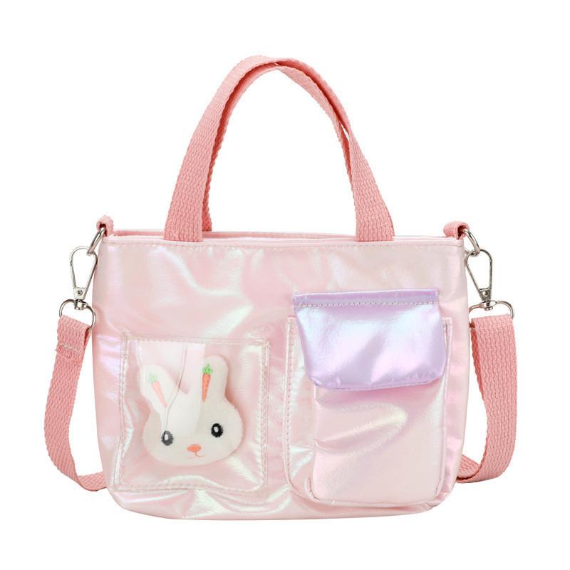 

Children Color One Shoulder Handheld Diagonal Cross Bag With Decor Rabbit