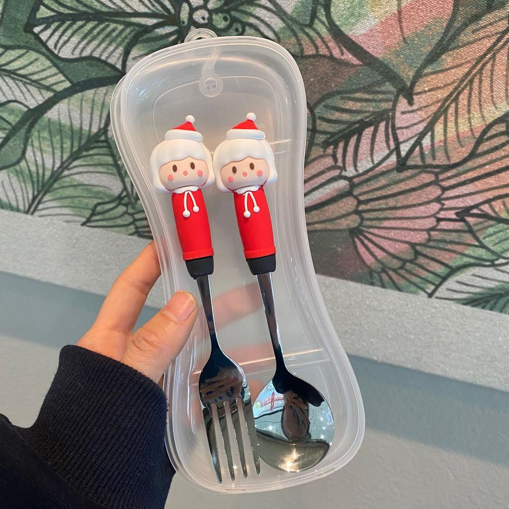 Christmas Coffee Stir Spoons Gift Cute Stainless Steel Spoon Christmas Fork Tableware Cartoon Rice Spoon Home Use