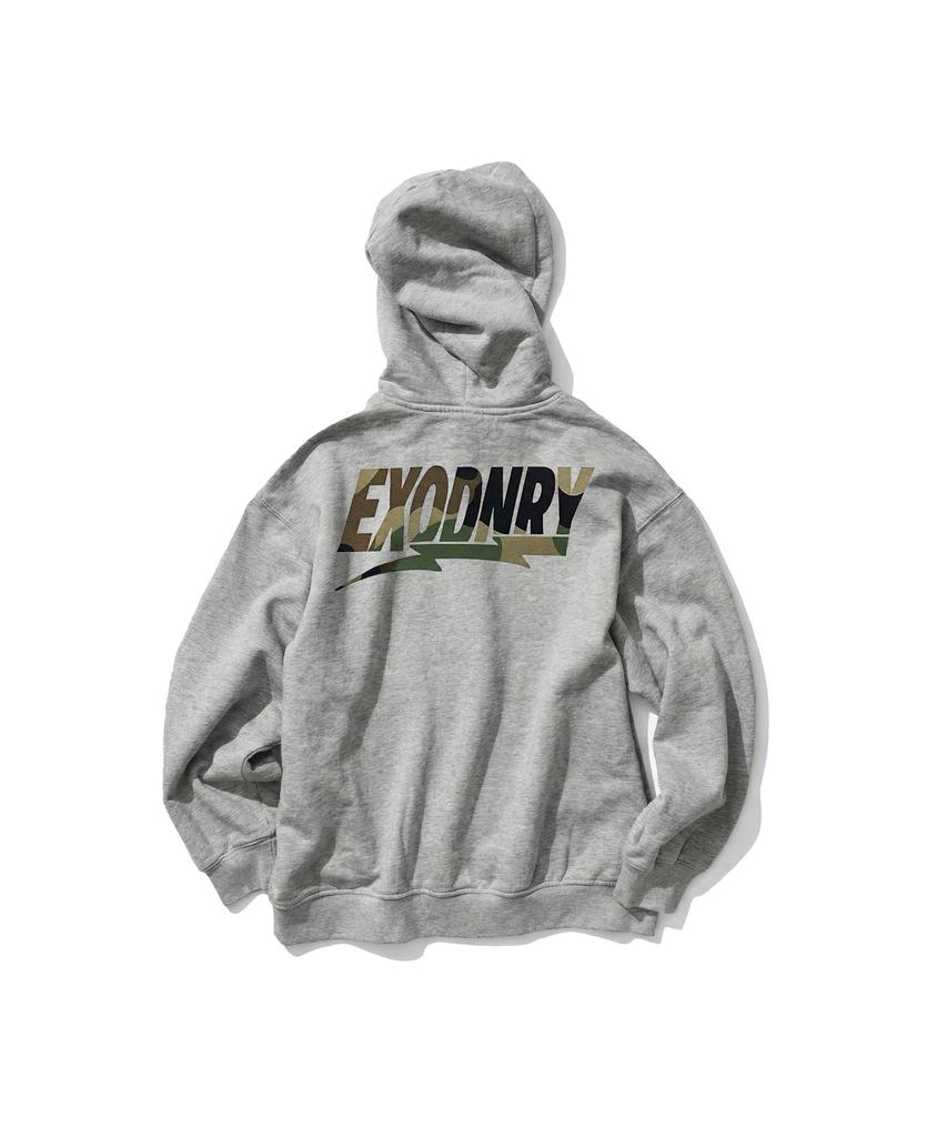 Extraordinary Camo Fill Logo Zip-Up Hoodie Melange Gray