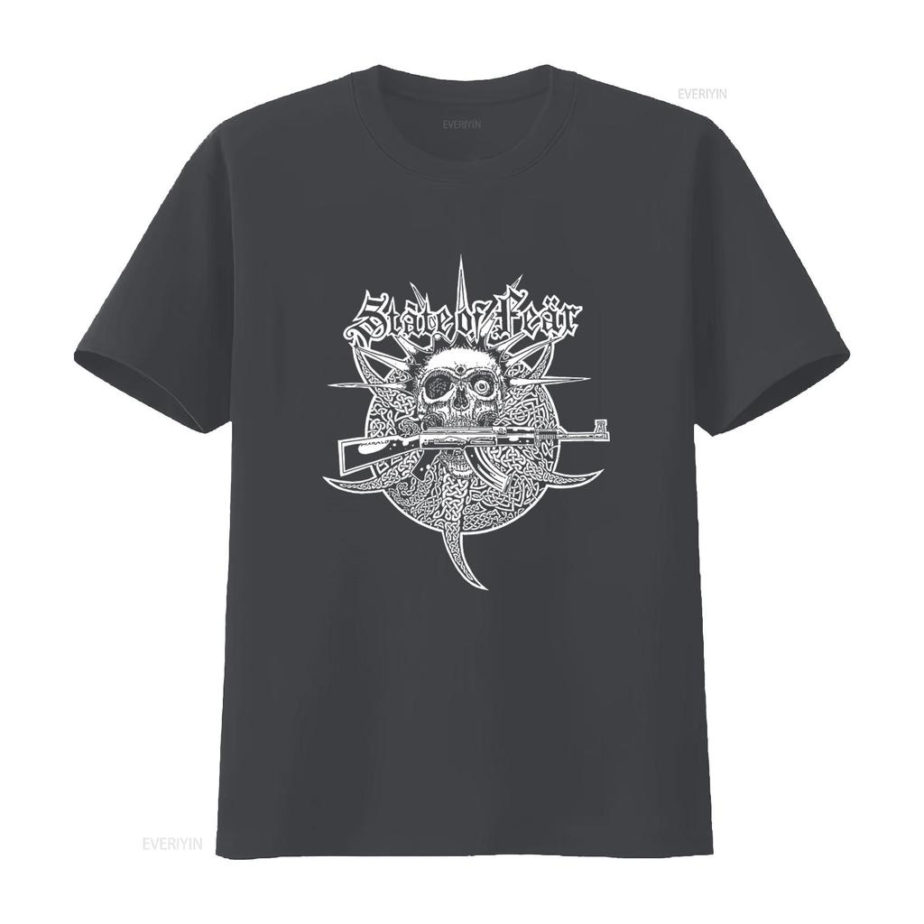 STATE OF FEAR Skull AK47 Punk Rock Print T Shirt vintage Washed Comfortable fashion Casual Unisex streetwear designer clothes