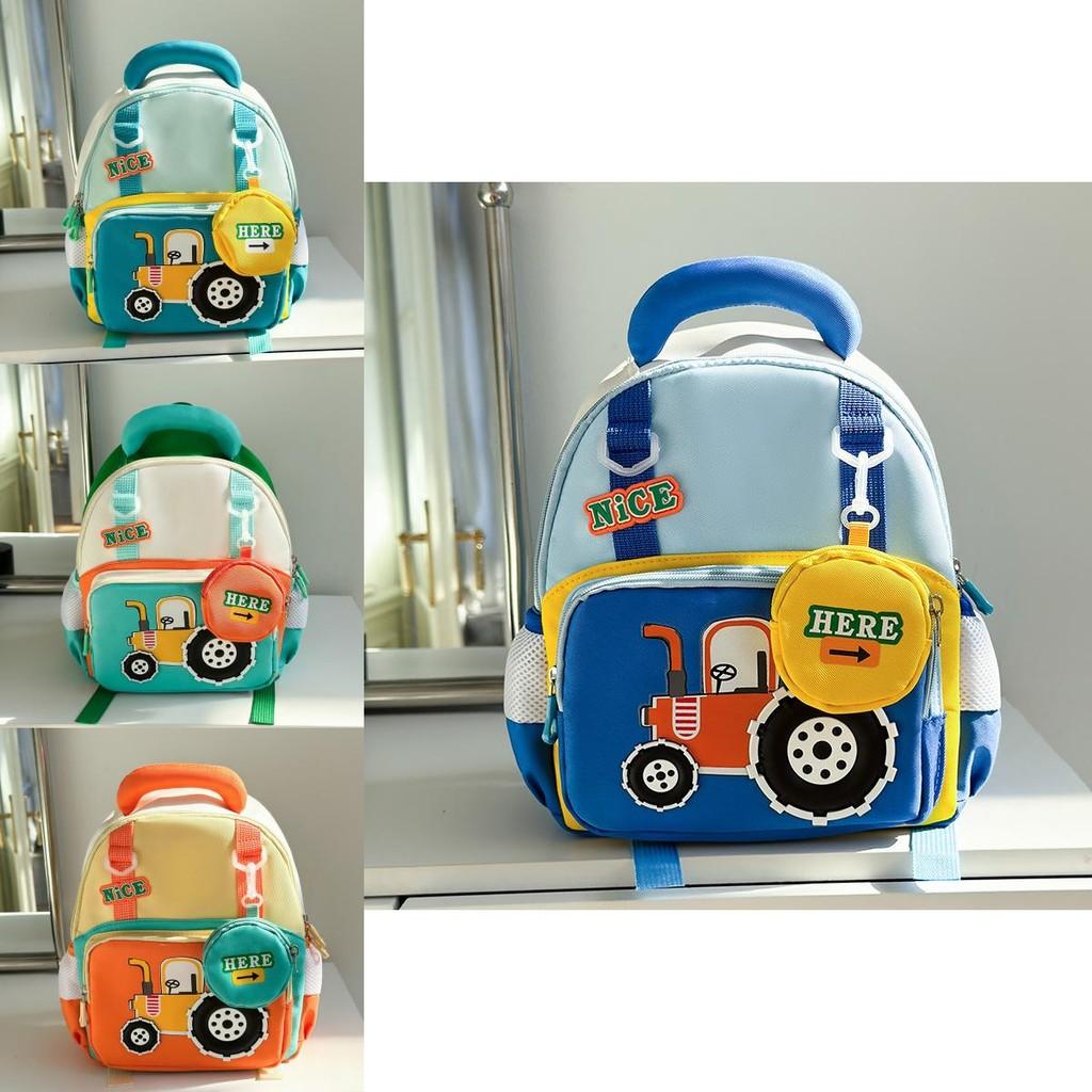 Large Backpack Capacity Cartoon Tractor Girls Boys Baby Kindergarten School Bag
