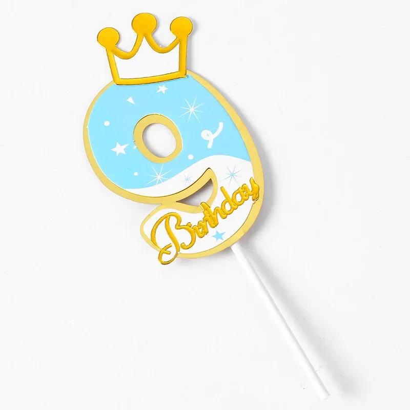 New Digital Decoration Happy Birthday Number Cake Insertion 0 1 2 3 4 5 6 7 8 9 Cake Topper Girls Boys Baby Party Supplies Decor