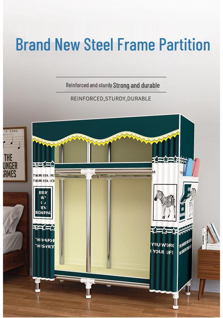 Compact Steel Frame Fabric Wardrobe: Easy Assembly, Economical Storage for Dorm or Rental Spaces (Model C4).