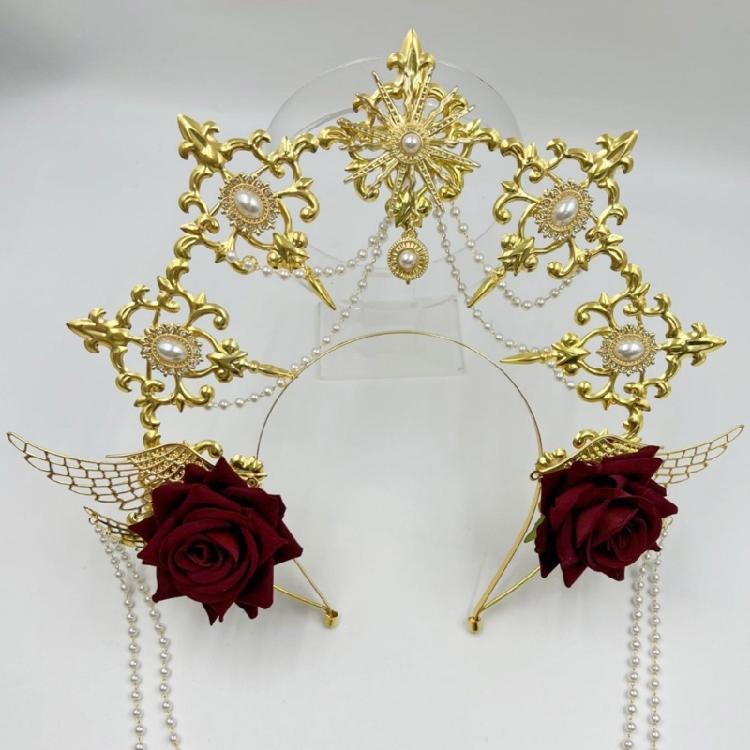 Heiligenscheine Kronen Marien Göttinnen Stirnband Göttinnen Kopfschmuck Kopfschmuck Tiaras Kronen Halloween Cosplay Hochzeitskostüm