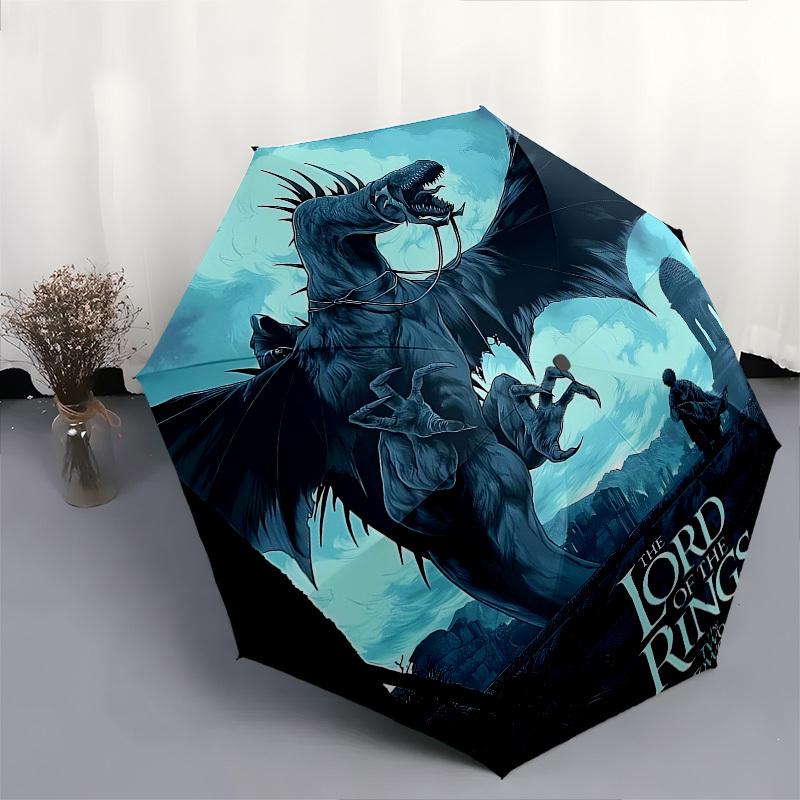 1pc Dragon Fantasy Automatic Folding Umbrella - Compact 8-Rib Design, Durable Plastic & Iron1326L