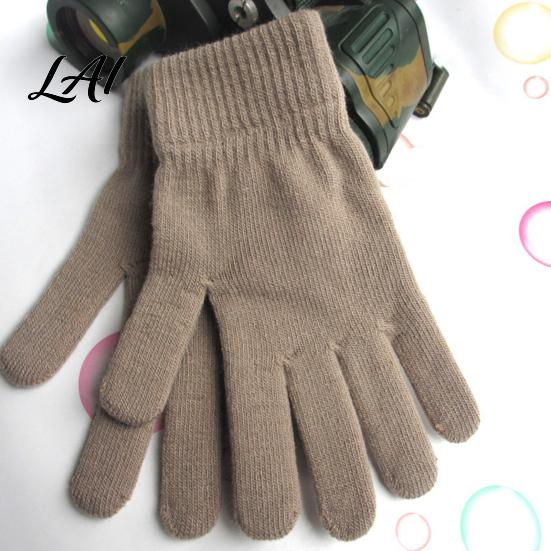 Cold Weather Accessories for Men Women Winter Thermal Gloves Women Thickened Velvet Lined Mittens Knit Five Finger High Elasticity with Elastic Rib