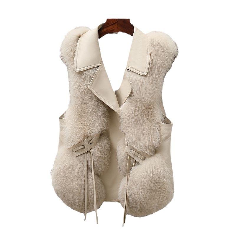Fur Vest Short Jacket Autumn and Winter New Splicing Imitation Fox Fur Vest Fashionable Light