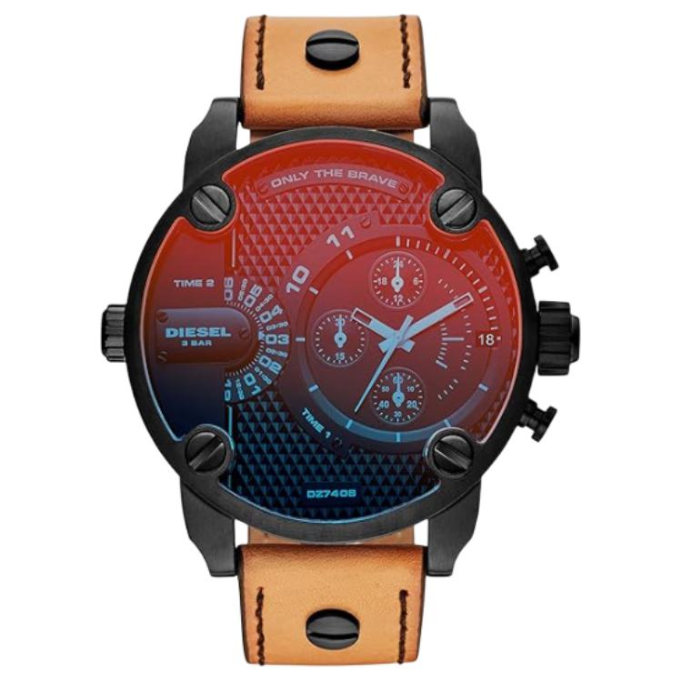 Diesel Watch Quartz Movement Leather Strap 51Mm Black Dial Men watches DZ7408 Black Dial