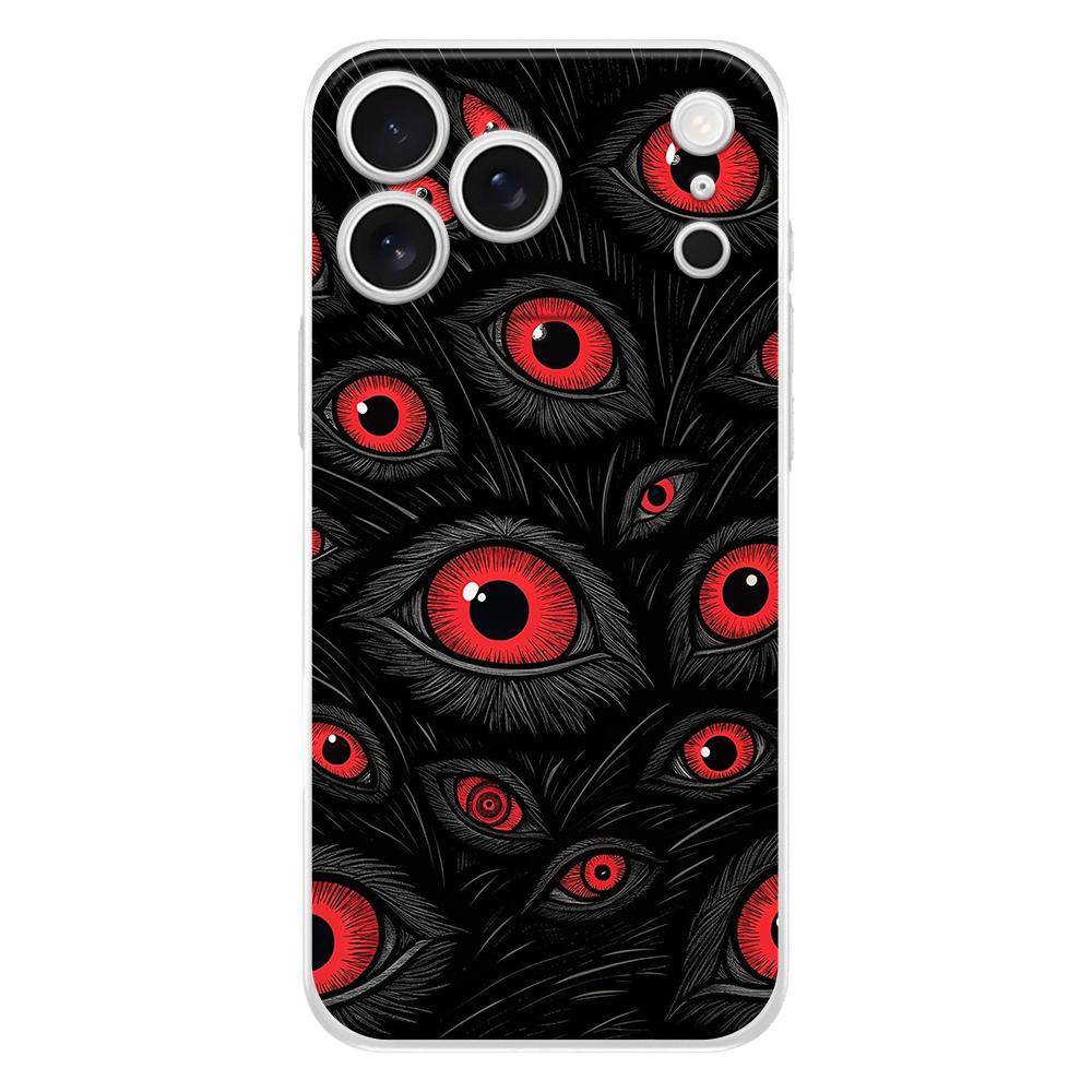 Soft Phone Case For iPhone 17 Air 16E 16 11 15 14 Pro MAX 12 13 7 8 Plus SE Easter Cover Protection Scary Devil Eye Pattern