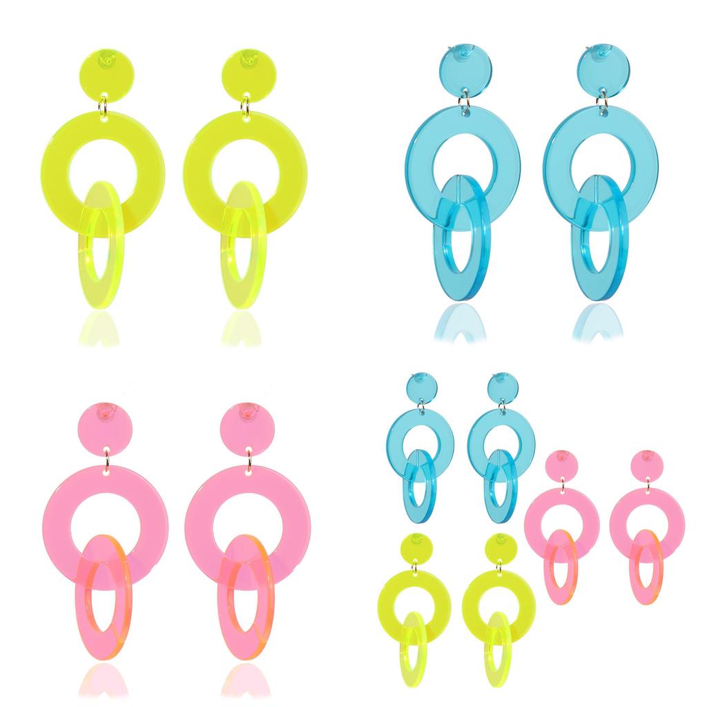 Geometric Acrylic Earrings With Fluorescent Color For Daily Fashion And Gift Use