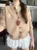 2026 Autumn/Winter Women's Korean Round Neck Embroidered Knit Cardigan Sweater