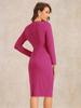 Allegra K Sheath Dress, Bodycon Dress, 3/4 Sleeves, Peplum, Round Neck, Perfect for Commuting, Office, Women's, Hot Pink, Size L