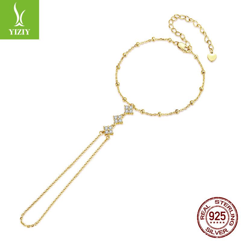 Grenzüberschreitendes 925er Sterlingsilber Armband Ring Integrierte Kette, Modisches und Elegantes High-End Armband Damen