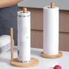 Vertical Bamboo Paper Holder Minimalist Tissue Roll Storage for Bathroom Kitchen Dining Room Wooden Cling Film Rack Accessories