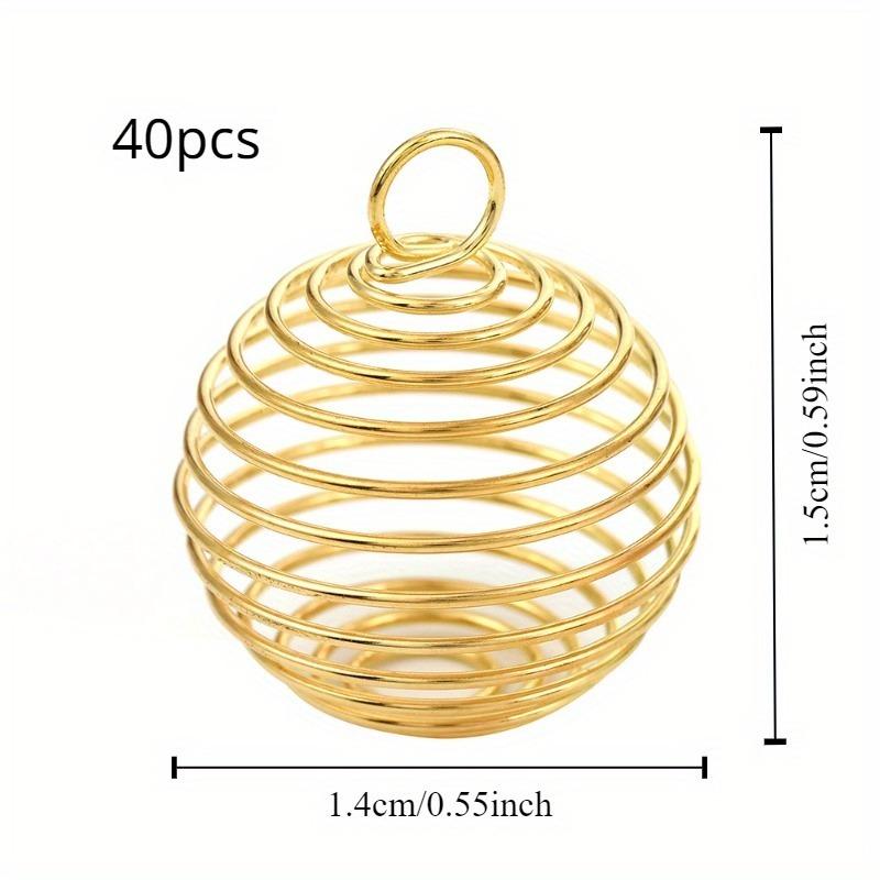 

40 шт. Железный полый кулон с подвесным пружинным шариком, кулон с полым фонарем, пружинным шариком, серьги-подвески своими руками, ювелирные аксессуары 40pcs золотистый