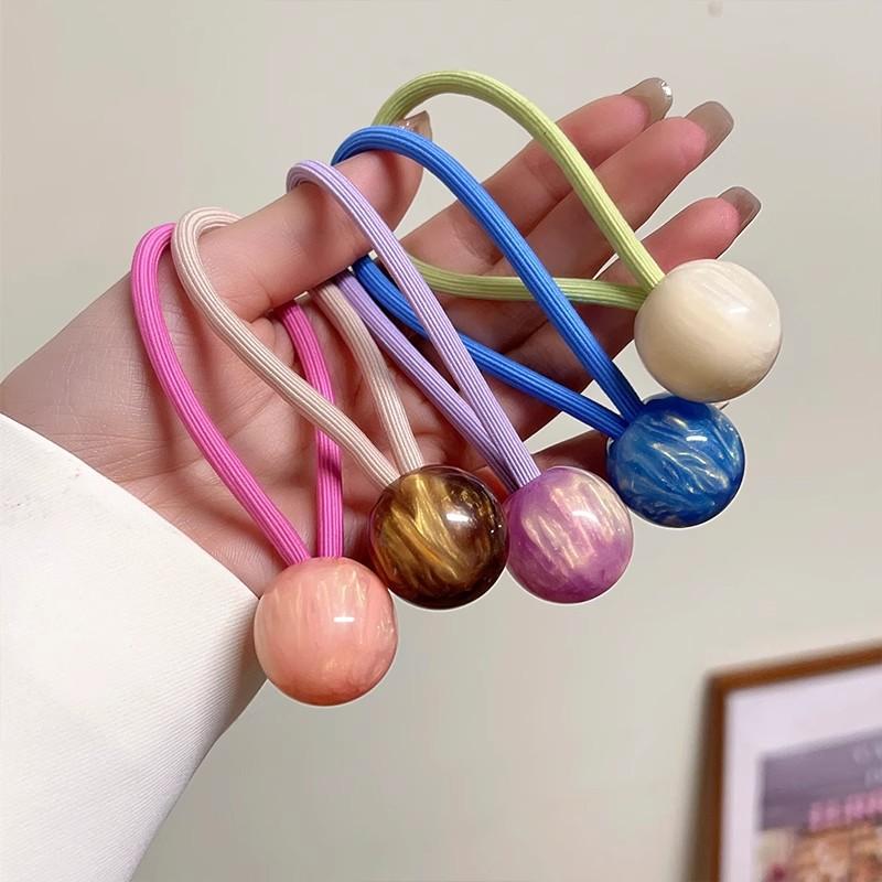 Fashion Colorful Ball Hair Rope for Women Girls Sweet Cute High Ponytail Elastic Acetate Hair Rope Hairbands Hair Accessories