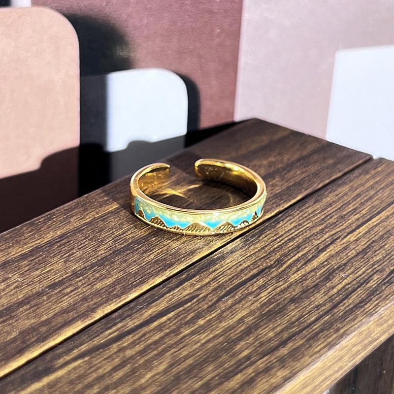 2026 Sweet and Cool Colorful Drip Glaze Temperament Court Style Retro Ring Female Flower Niche Ring