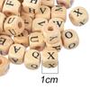 100 Pieces Alphabet Wooden Beads Loose Decoration Initial 26 Letter Square Shape