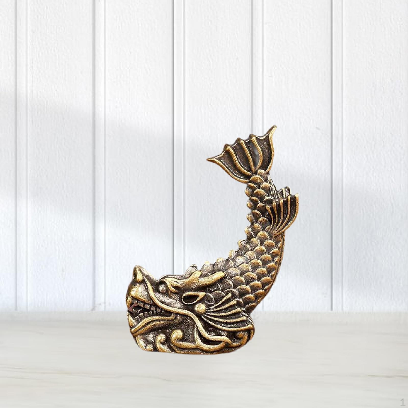 Chinese Feng Shui Decor Brass Statue Chi Wen Prosperity Sculpture Retro Art Crafts Tabletop Ornament