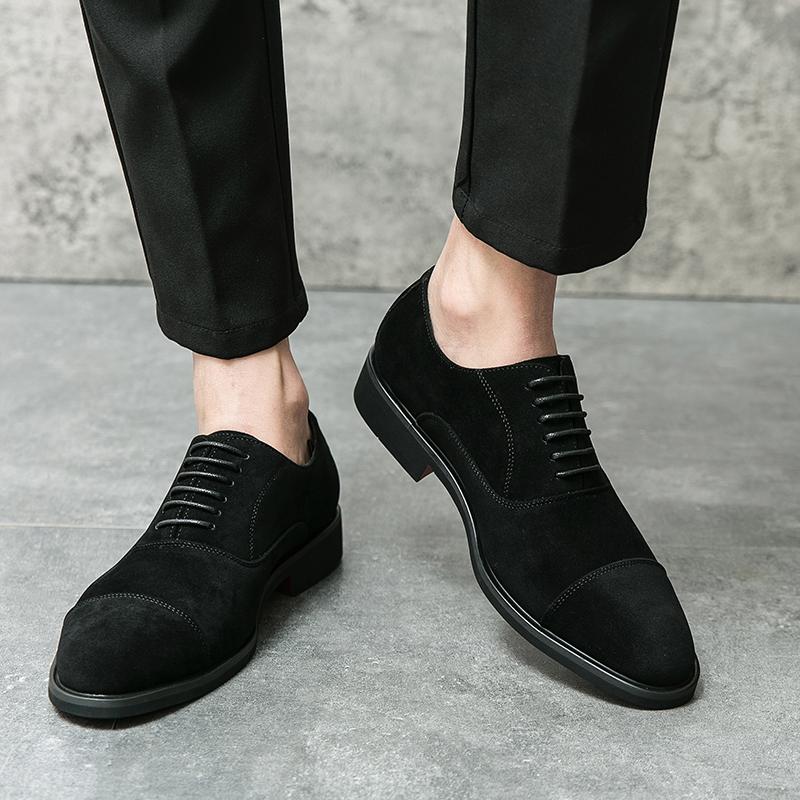 High Quality New Men's Lace Up Suede Leather Wedding Dress Oxford Shoes Male Business Casual Flats Homecoming Pageant Footwear
