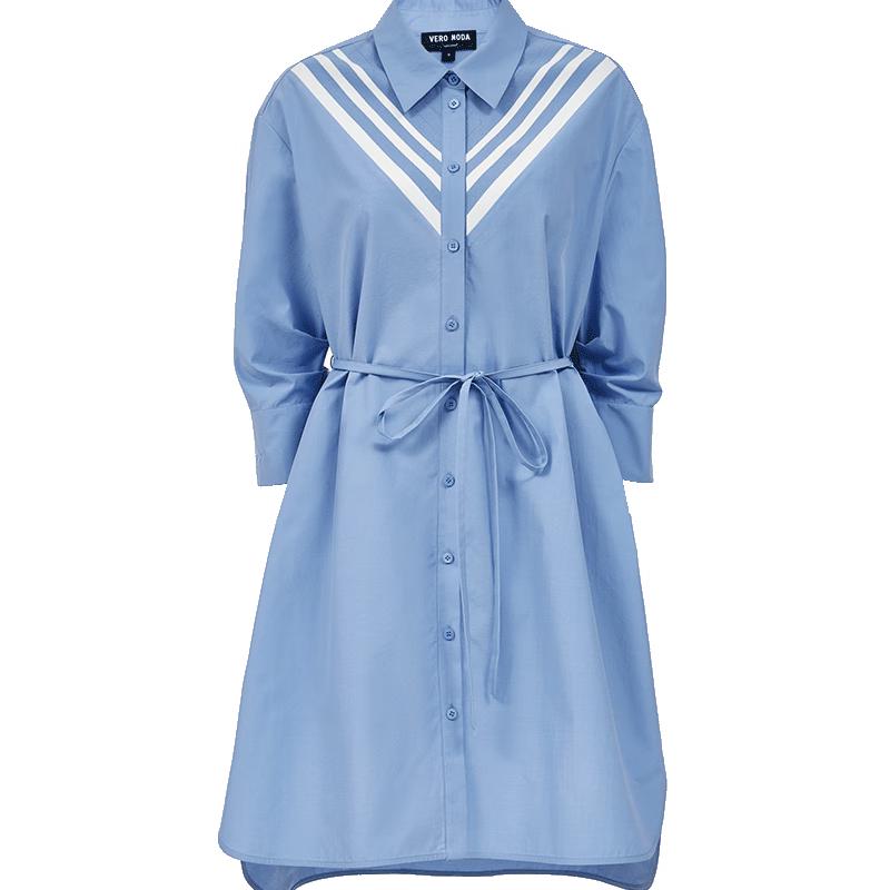 

VEROMODA Summer Lapel Tie-Waist Color Block Midi Dress M