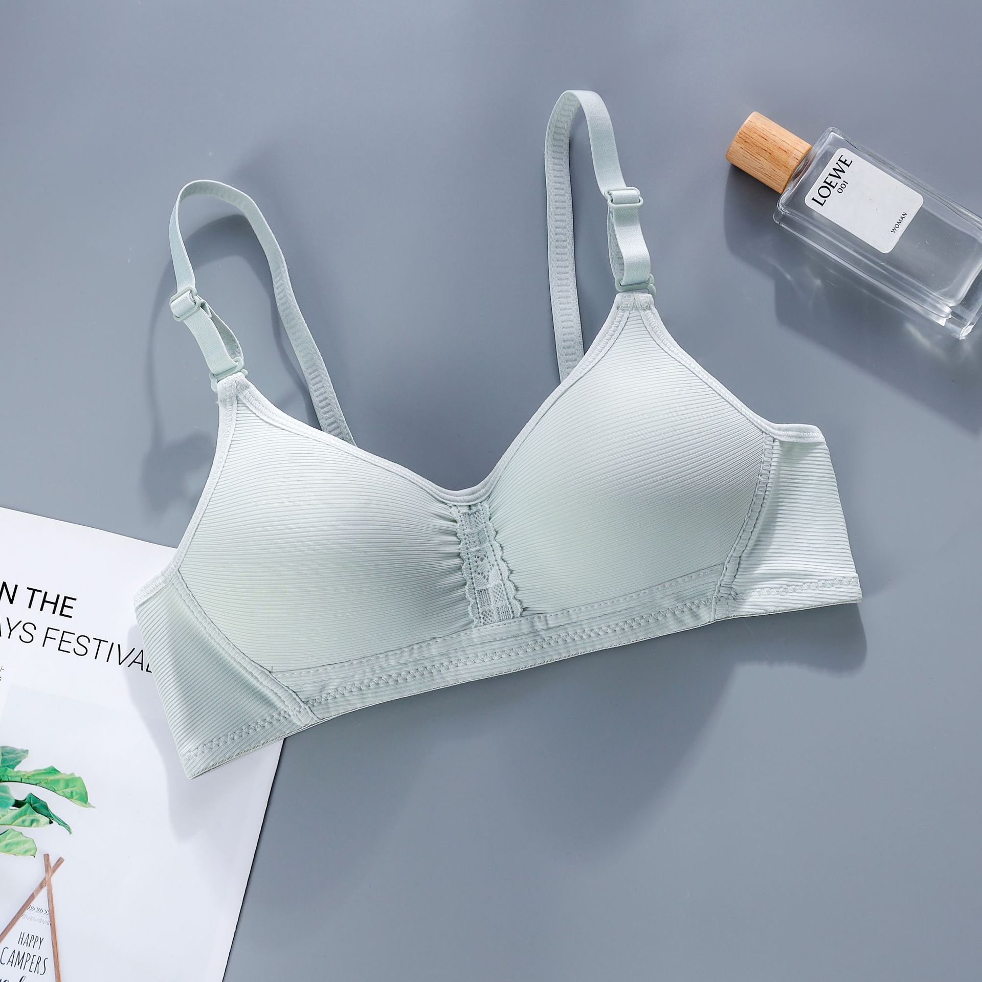 

Бюстгальтер для девочек, хлопковый удобный неметаллический бюстгальтер с кольцом белого цвета, тонкий тонкий бюстгальтер для девочек 38/85AB зелёный