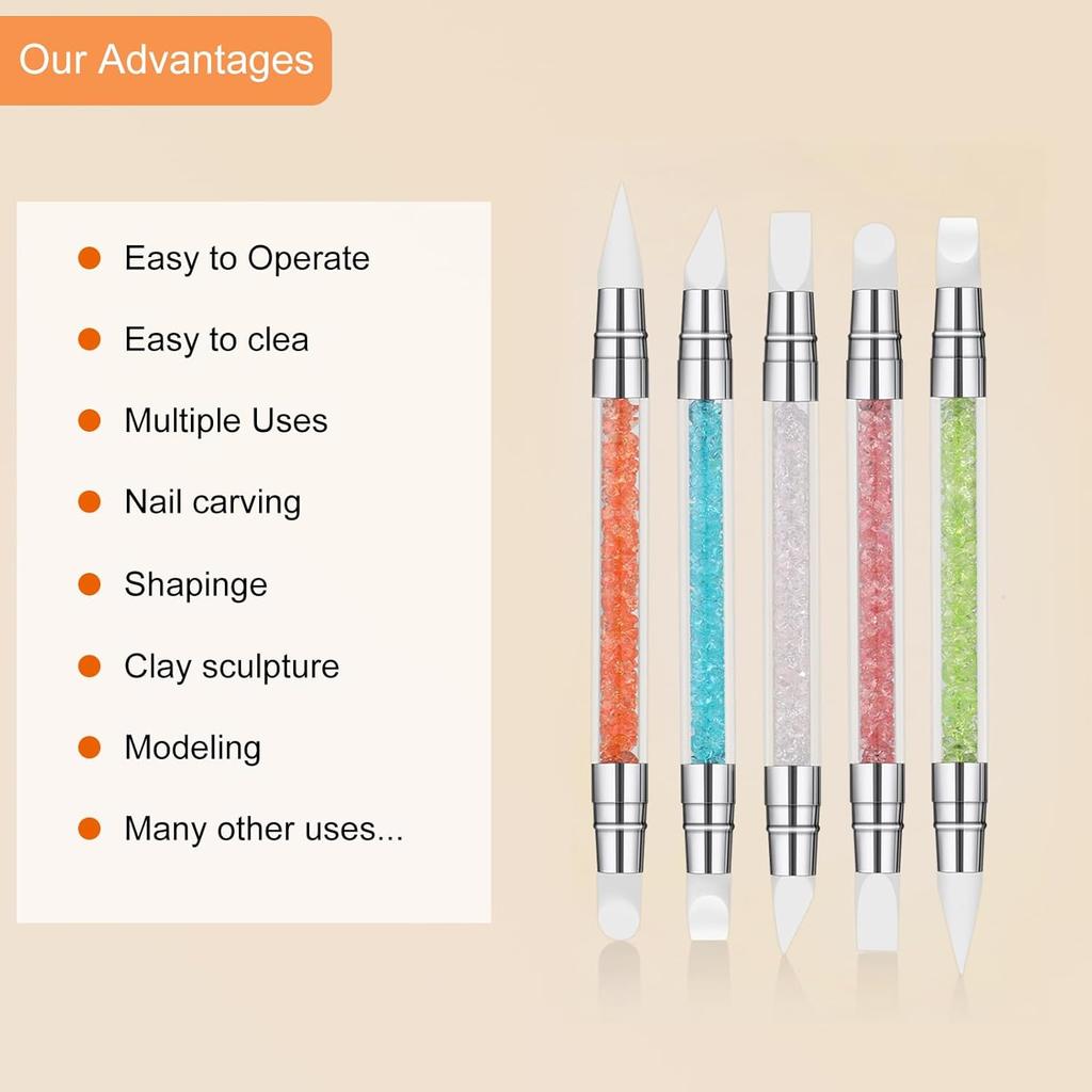 5pcs Nail Sculpture Pen Dual Tipped Nail Art Sculpture Pen, Nail Art Tools for Home Salon for Design Nail Carving Drawing Shaping Effect DIY Gel