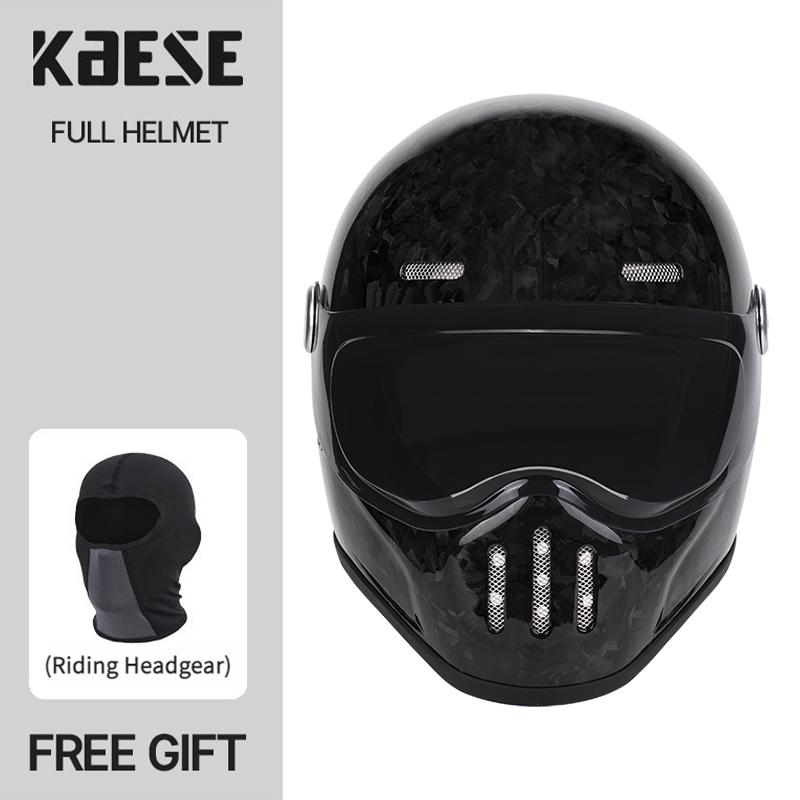 New Fashion Retro Motorcycle Helmets Fiberglass Shell Vintage Cafe Racer Fiber Glass Full Helmet for Motocross Scooter