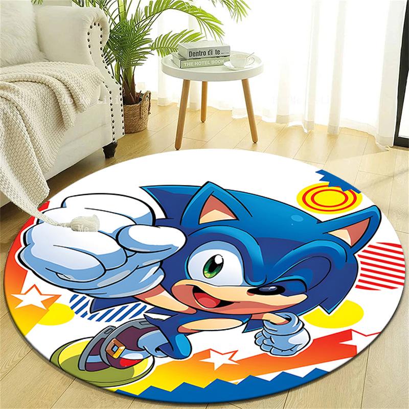 1pc Sonic4 Design Printed Area Round Carpet for Bedroom Living Room Home Decor Rugs Mat Non Slip Mat Rug for Bedside