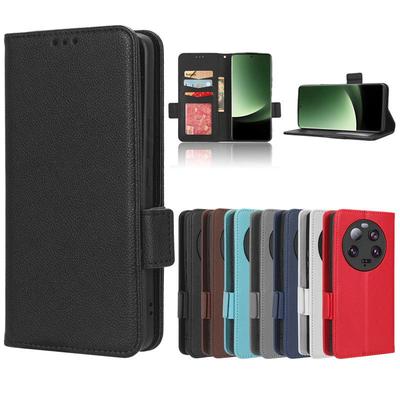 Xiaomi 13 Ultra Leather Flip Case with Card Holder - Lychee Pattern Protective Cover
