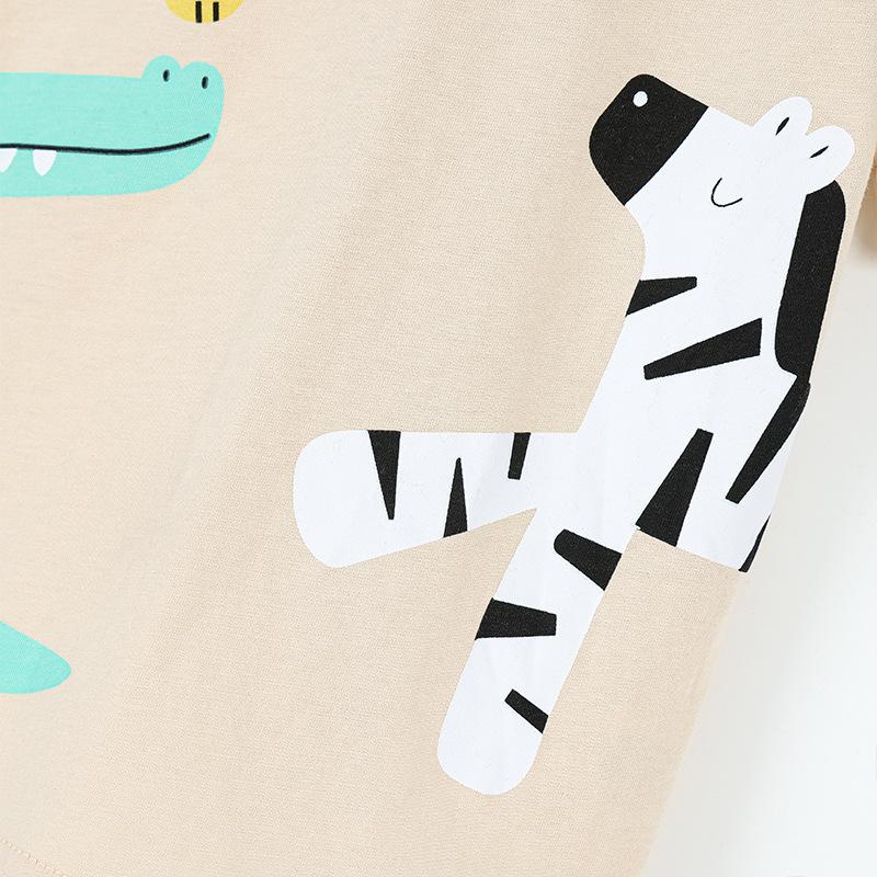 New Summer Collection: Boys’ Short-sleeved T-shirt with a Stylish Dinosaur Print, Children’s Round-neck Top