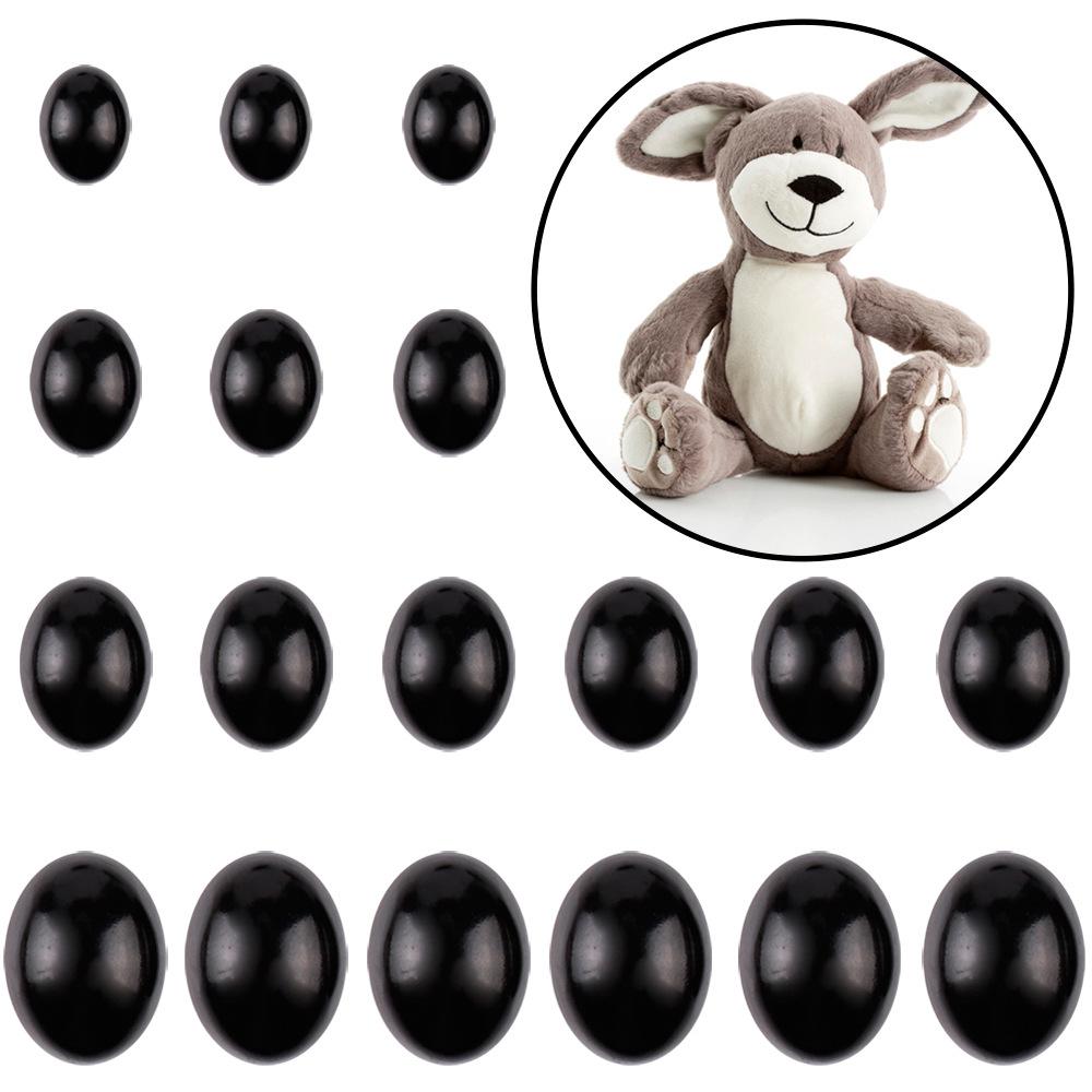 50-200pcs Black Plastic Safety Oval Simulated Eyes Nose DIY Stuffed Toys TeddyBear Eye For Doll Handmade Decoration Accessories