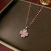 Women's Fashion Necklace & Bracelet Set: Flower Pendant, Diamond Bauhinia Earrings