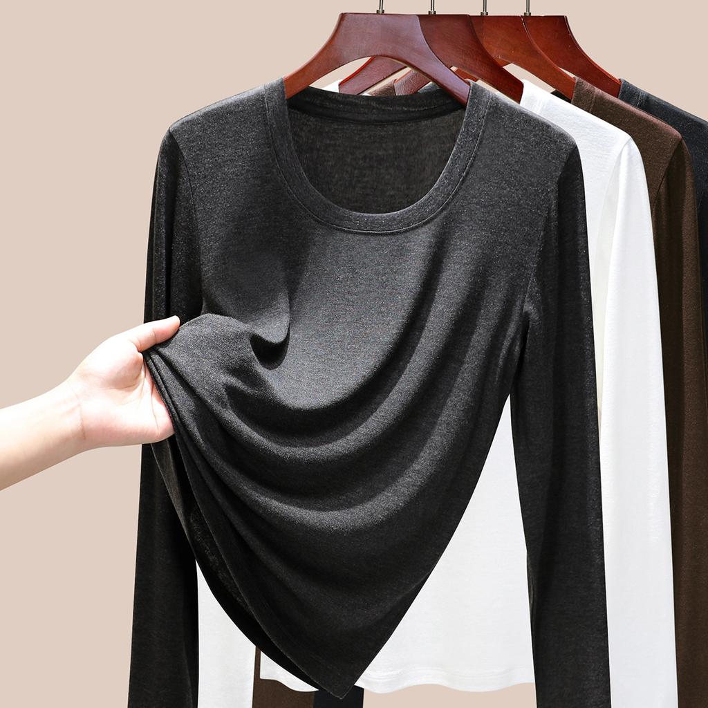 Sports Long-sleeved Women's High-elastic Slim-fitting and Thin Tencel Wool Bottoming Shirt, New In Early Autumn