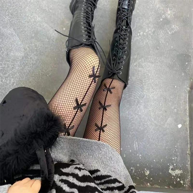 Heart Flower Mesh Stockings Japanese Girl Lolita Ins Tights White Fishnet Pantyhose Female for Women Summer Legging Stocking