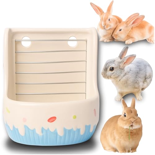 Merrytime Hay Pot, Rabbit Timothy Hay Feeder, Fixed Type, Cage, Guinea Pig, Chinchilla, Degu, Feeder, Feeder, Dish, Dish, Dwarf Rabbit, Blue