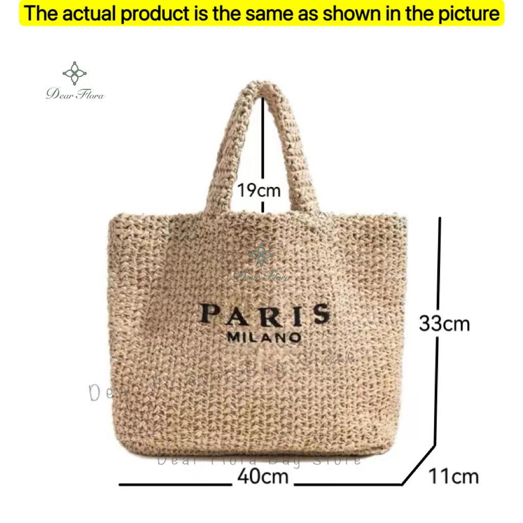 Women'S Fashion Large Capacity Handmade Straw Knitting Tote Bag Summer Travel Beach Shoulder Bags Casual Simple Portable Handbag