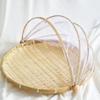 Round Dustpan Bamboo Woven Basket Drying Basket Home Use Steamed Bun Fruit Good Basket Vegetable Cover Fruit Vegetable Pasta Tray